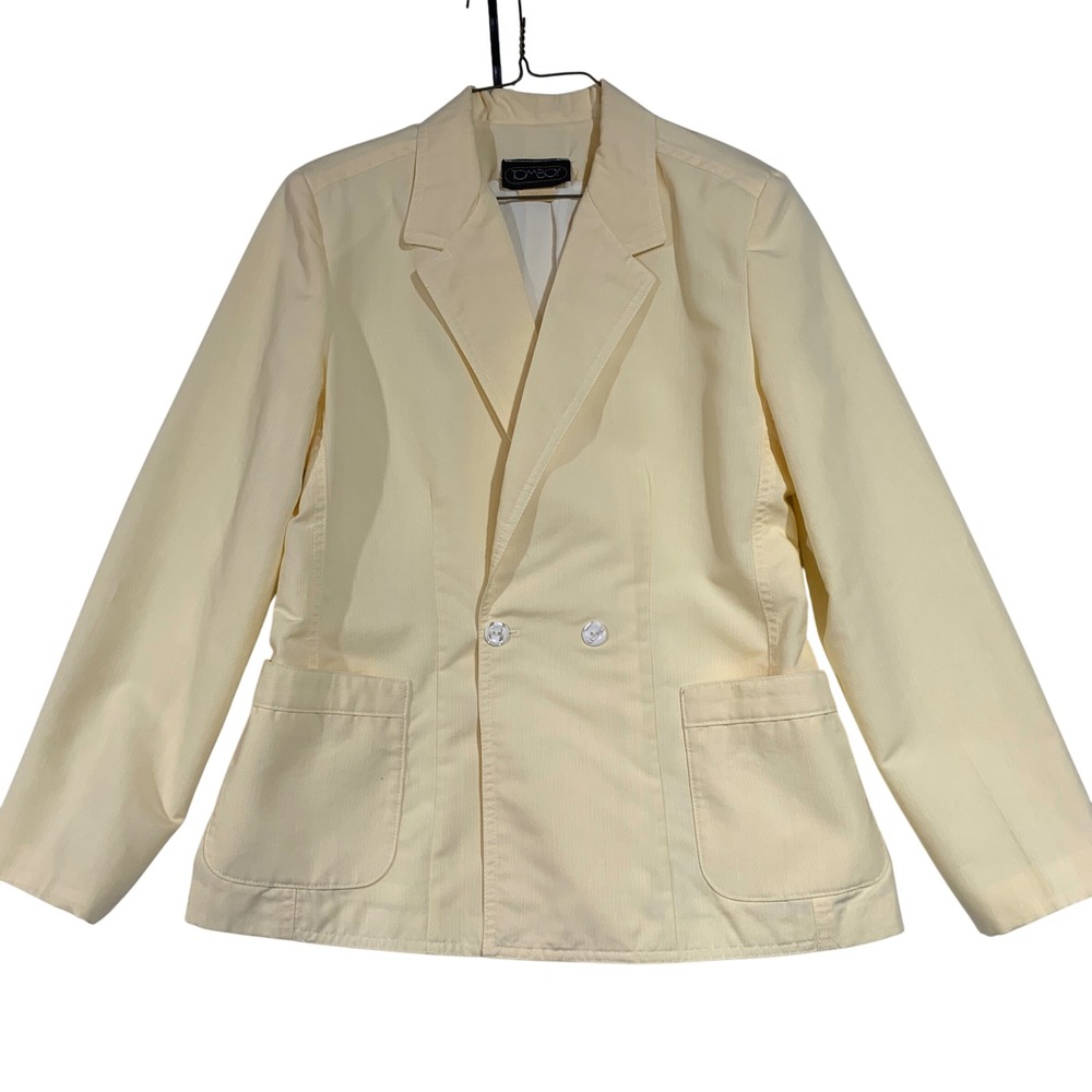 Vintage TOMBOY Blazer Jacket Size 11 Butter Yellow Pockets Career‎